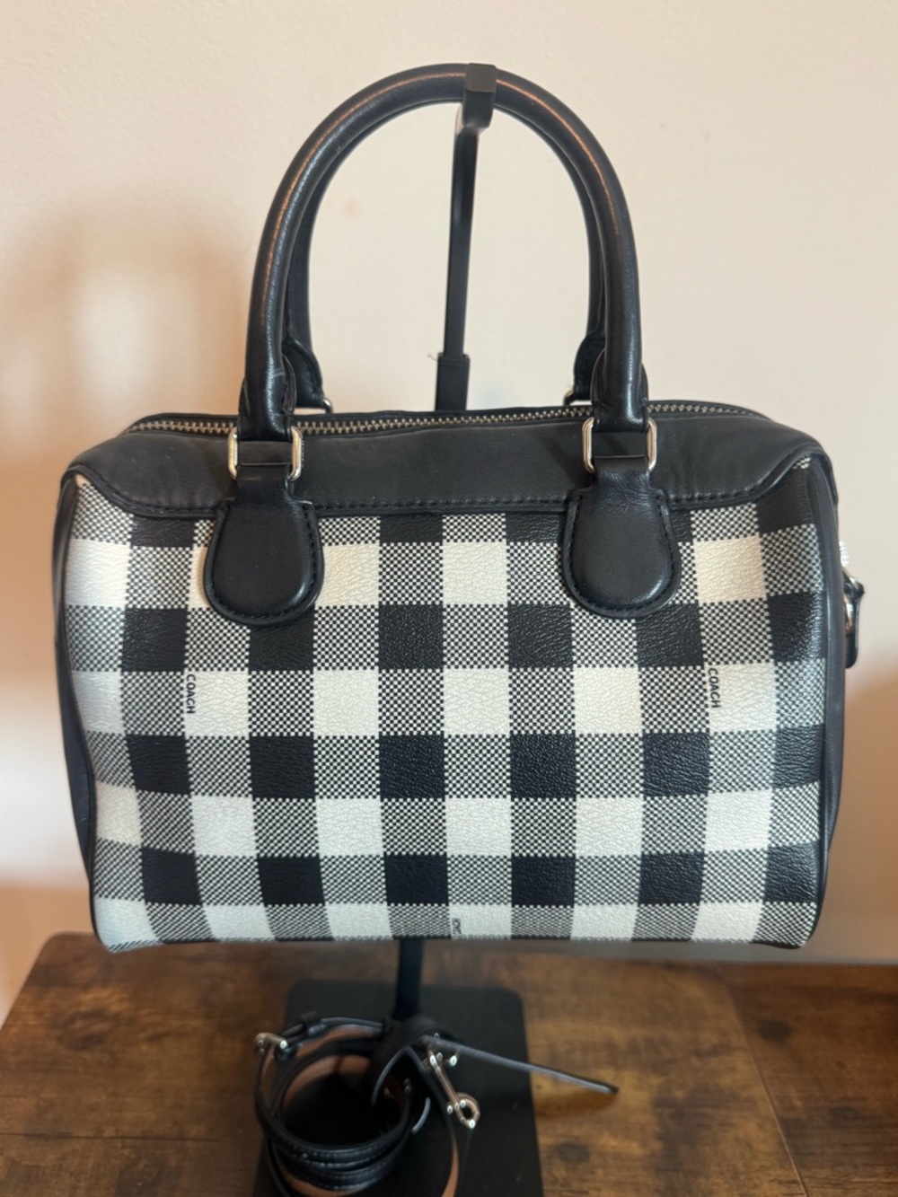 Coach Rowan Satchel in Buffalo Plaid (Gingham) Print. - Picture 6 of 14